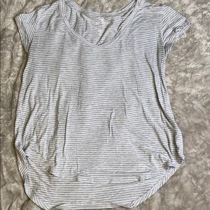 Silver and White Striped Stretchy T-shirt
